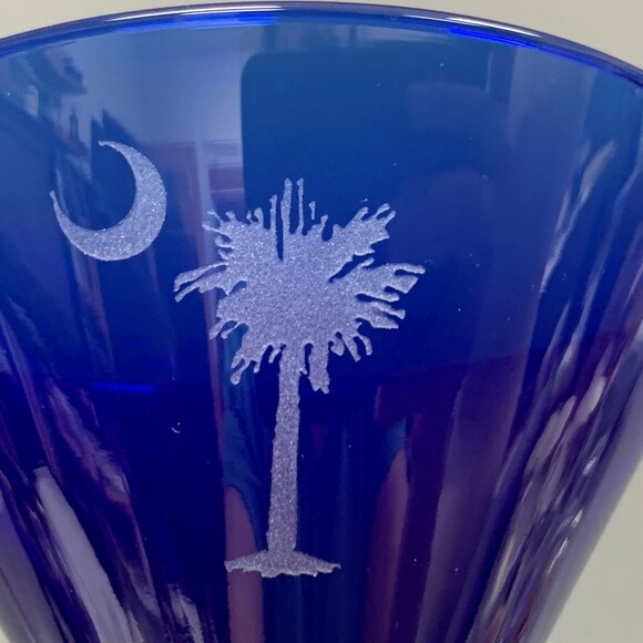 Cobalt Blue Glass Martini Margarita Glasses Moon Tree 6 7/8 Tall Lot of 2 - Picture 6 of 6